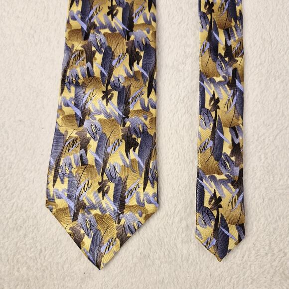 Jerry Garcia Oak Leaves Gray Gold Yellow Silk Tie Collection 52 Grateful Dead - Picture 1 of 12